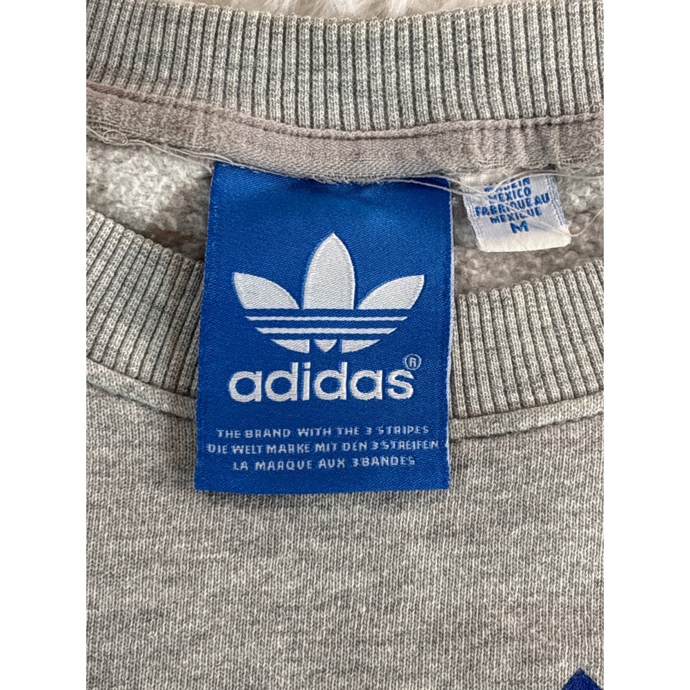 Adidas Originals Mens Heather Grey Graphic Trefoil Raglan Sweatshirt Medium M - Picture 4 of 11
